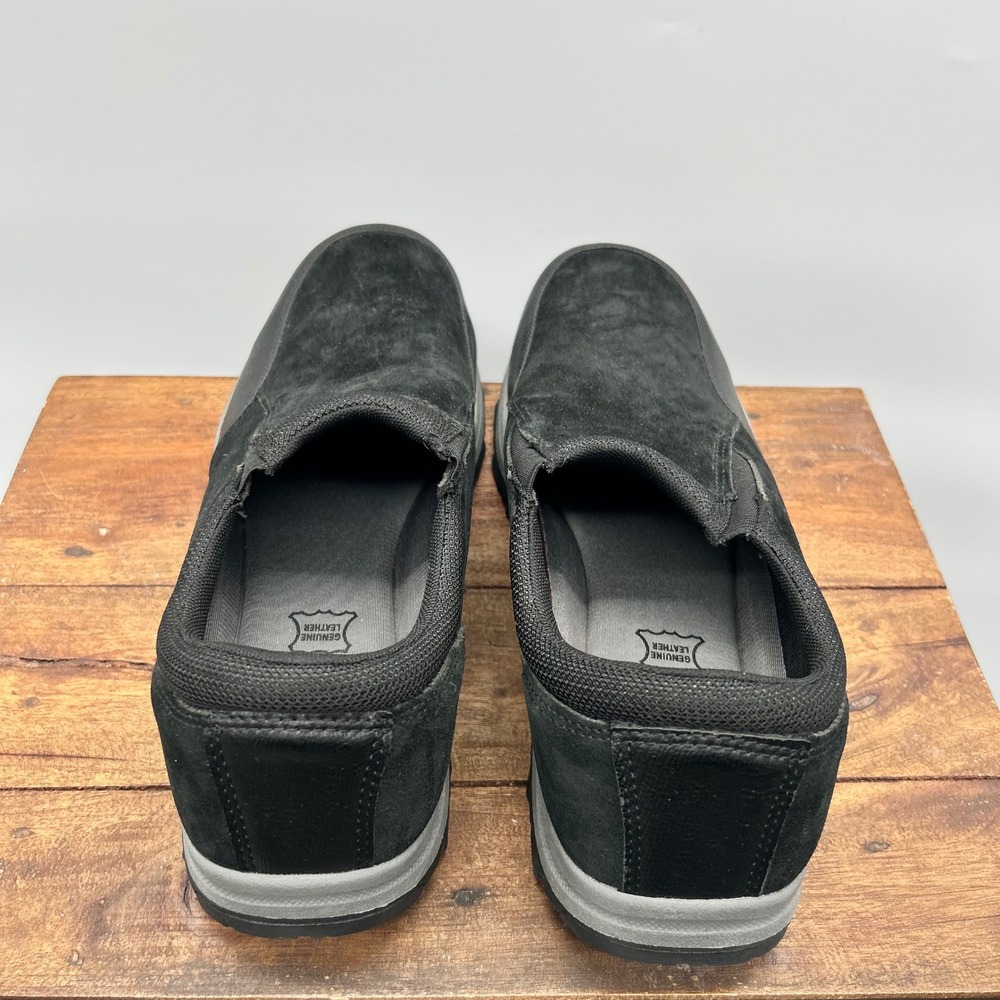 George Mens‎ Black Genuine Leather Memory Foam Slip On Rugged Loafers Size 13